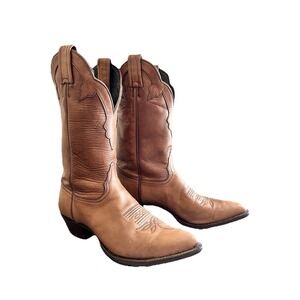 Tony Lama Women's Vintage Western Cowboy Boots Brown Leather Pointed Toe 8.5